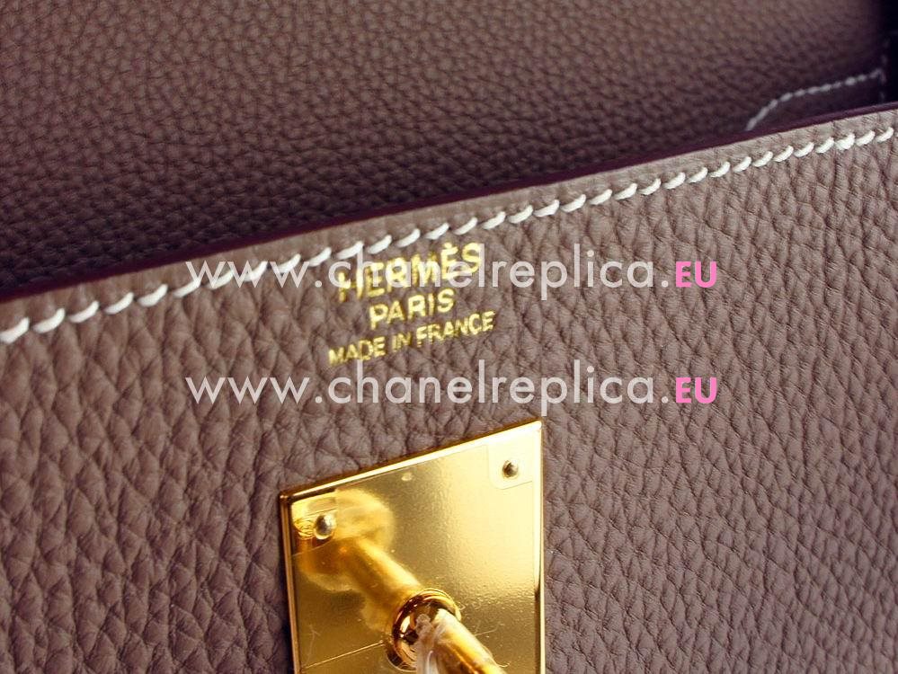 Hermes Cocoa Kelly Sellier 32cm of Togo Leather With Gold Hardware Hand Sew HK1032TGT