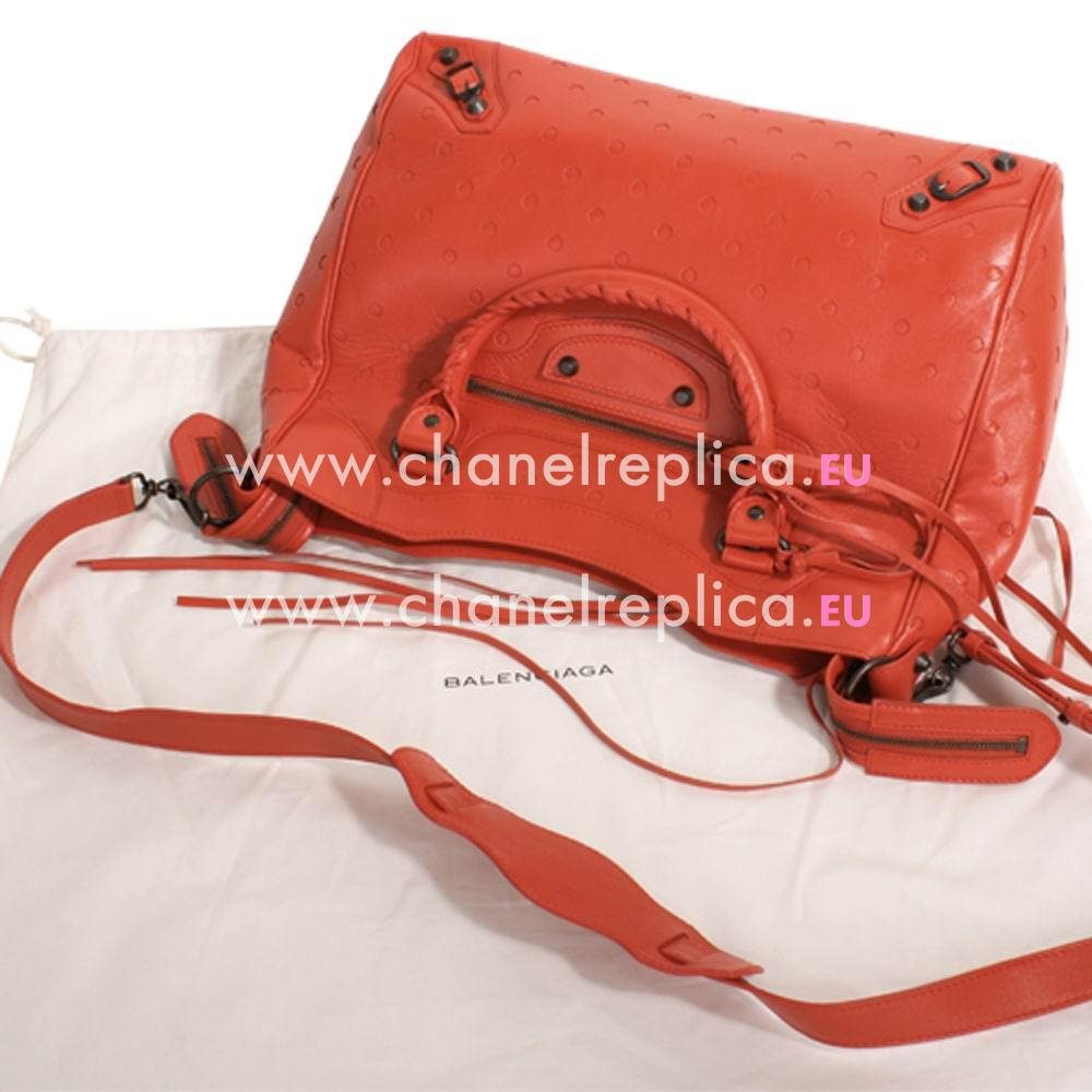 Balenciage Velo Lambskin Aged Brass hardware Bag Orange Red B2055097