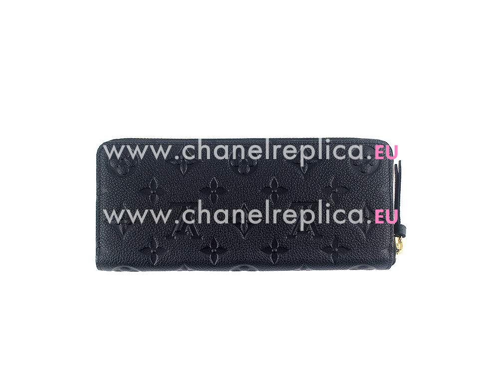 Louis Vuitton Monogram Empreinte Clemence Wallet Noir M60171