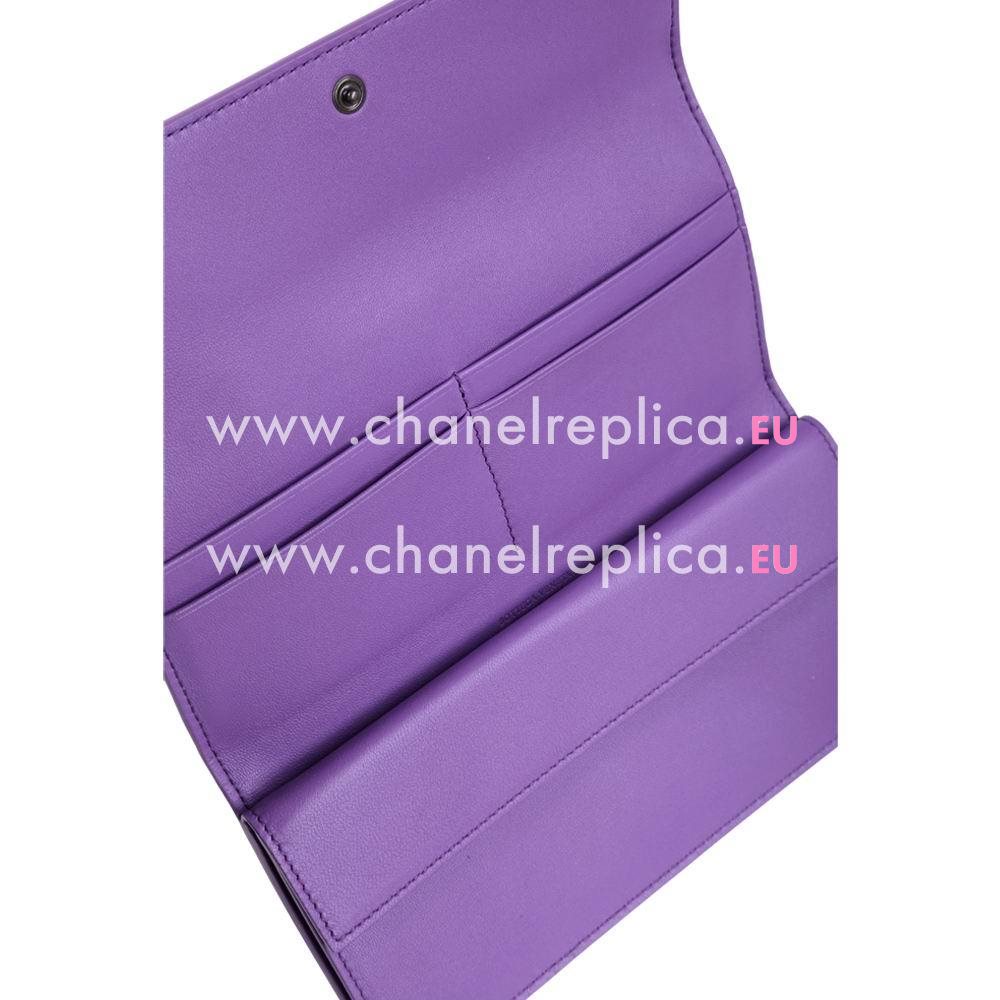 Bottega Veneta Classic Weave Zipper Nappa Wallet In Purple B6110728