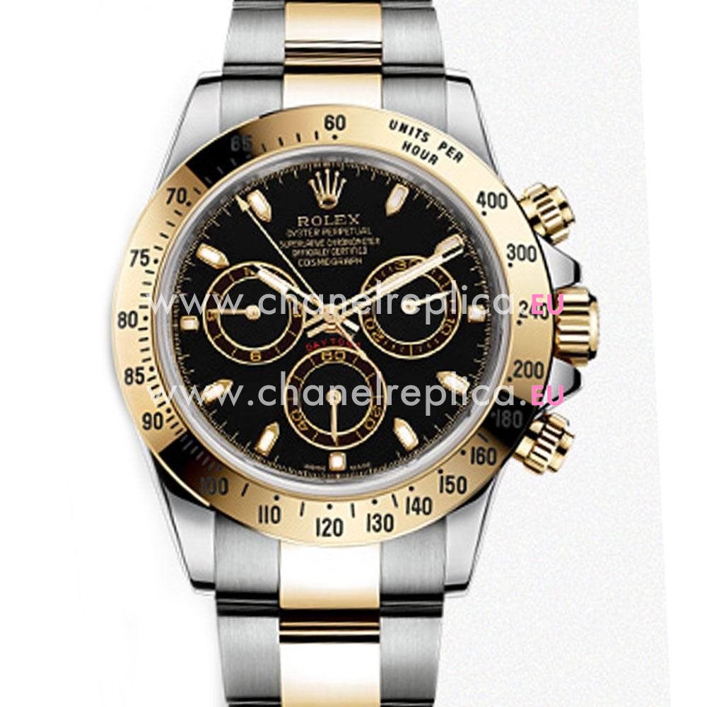 Rolex Daytona Automatic 40mm Gold Stainless Steel Watch Black R116523