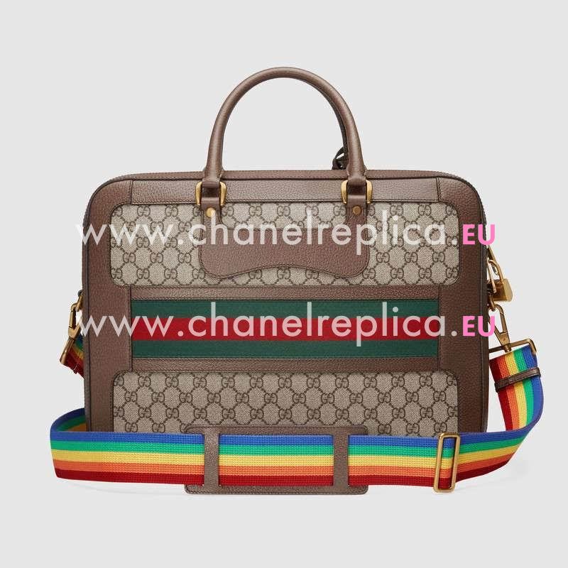 Gucci GG Supreme briefcase with Web 484663 9C2ST 8707