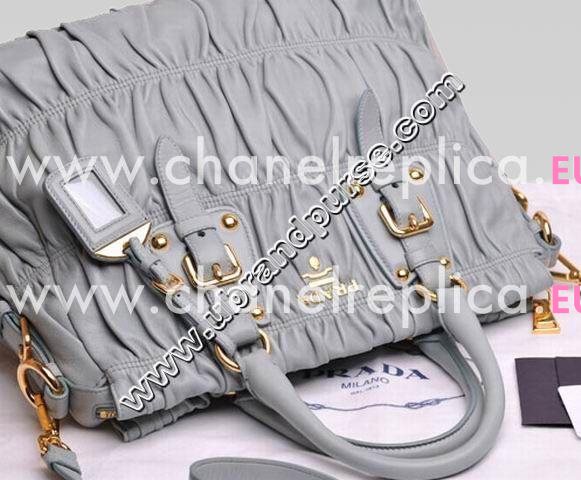 Prada Nappa Gaufre Lambskin Handbag In Grey P309244