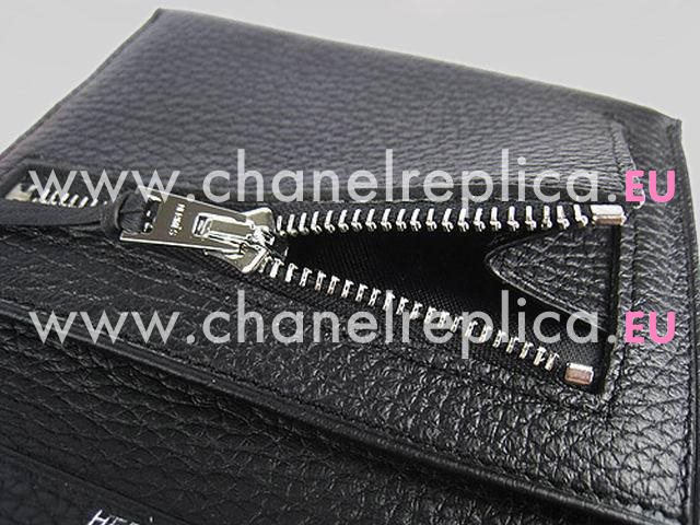 Hermes Classic Clemence Leather Purse In Black H0006B