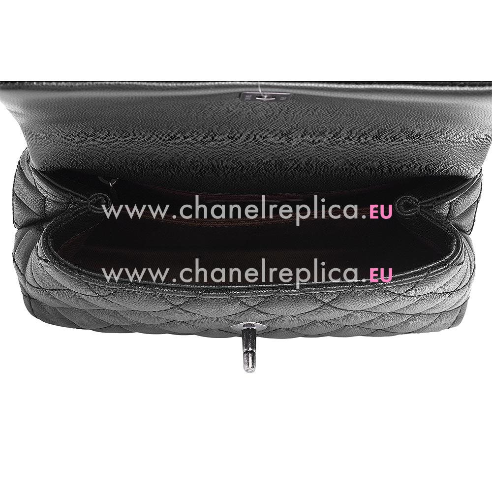 Chanel Coco Handle Caviar Anti-silver Chain Trapezoid Shoudbag Black A2119C6