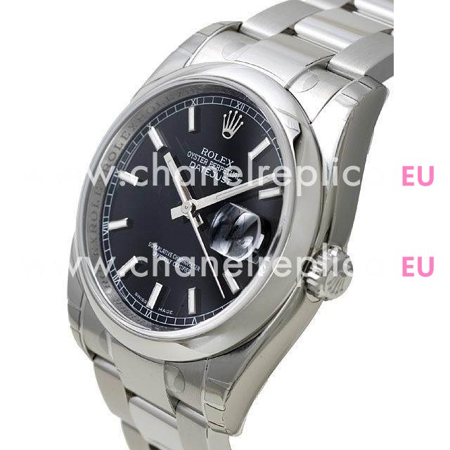 Rolex Datejust Automatic 36mm Stainless Steel Watch Black R116200-1