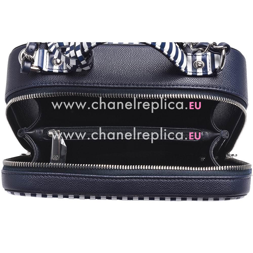 Chanel Medium Gabrielle Calfskin Cosmetics Case Blue/White Gold Silver AF648954
