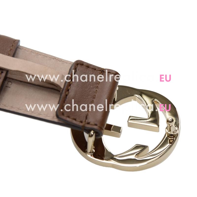 Gucci Guccissima GG Cowhide Leather Belt Brown Gold Buckle 370543AP00G