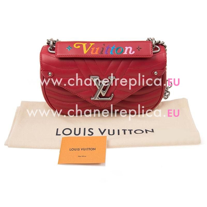 Louis Vuitton Smooth Calf Leather New Wave Chain Bag MM Red M51943