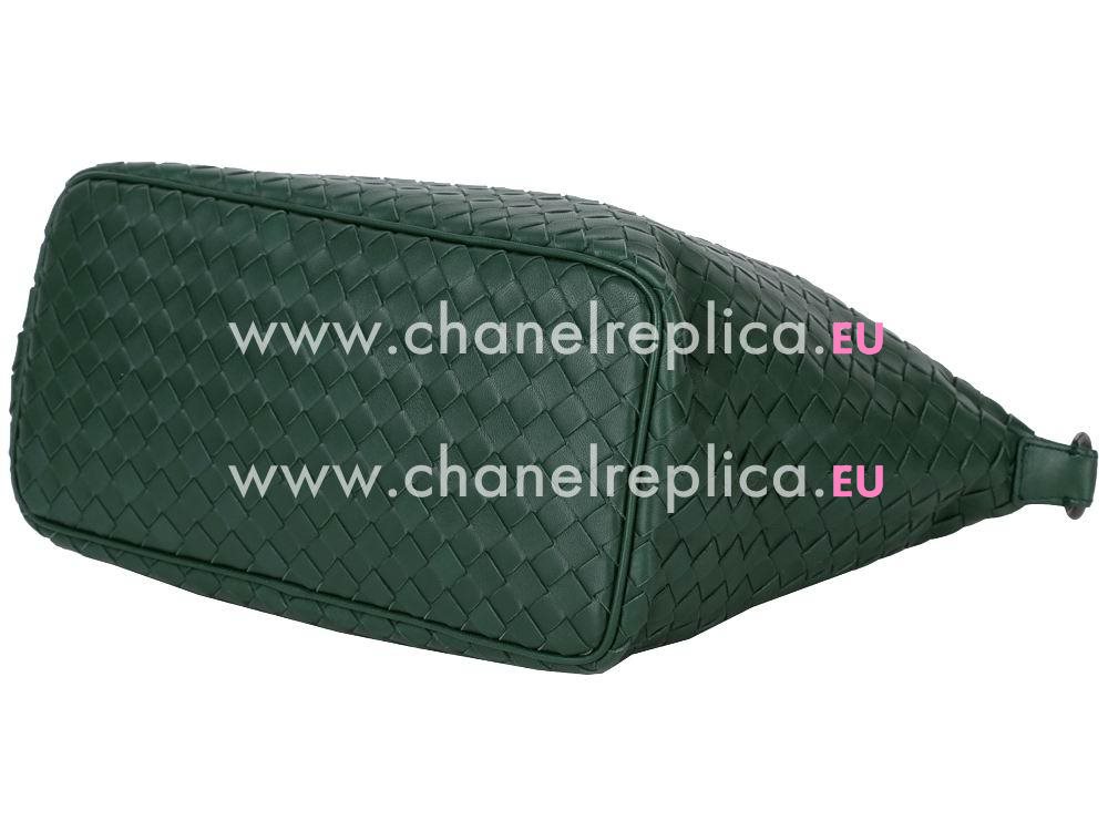Bottega Veneta Brunito Intrecciato Grosgrain Shoulder Bag Bottle Green BV239983