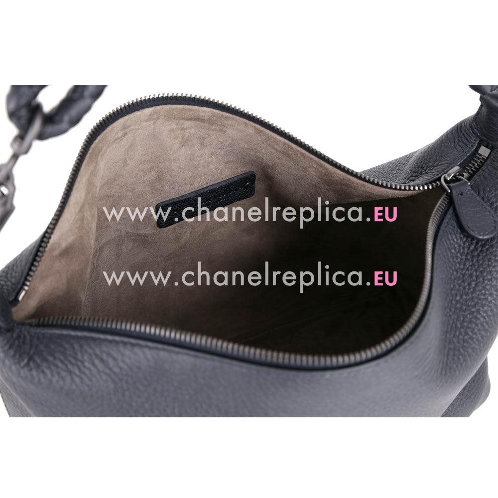 Bottega Veneta Cervo Lavato Chamois Woven Hand Bag Deep Blue BV7071907