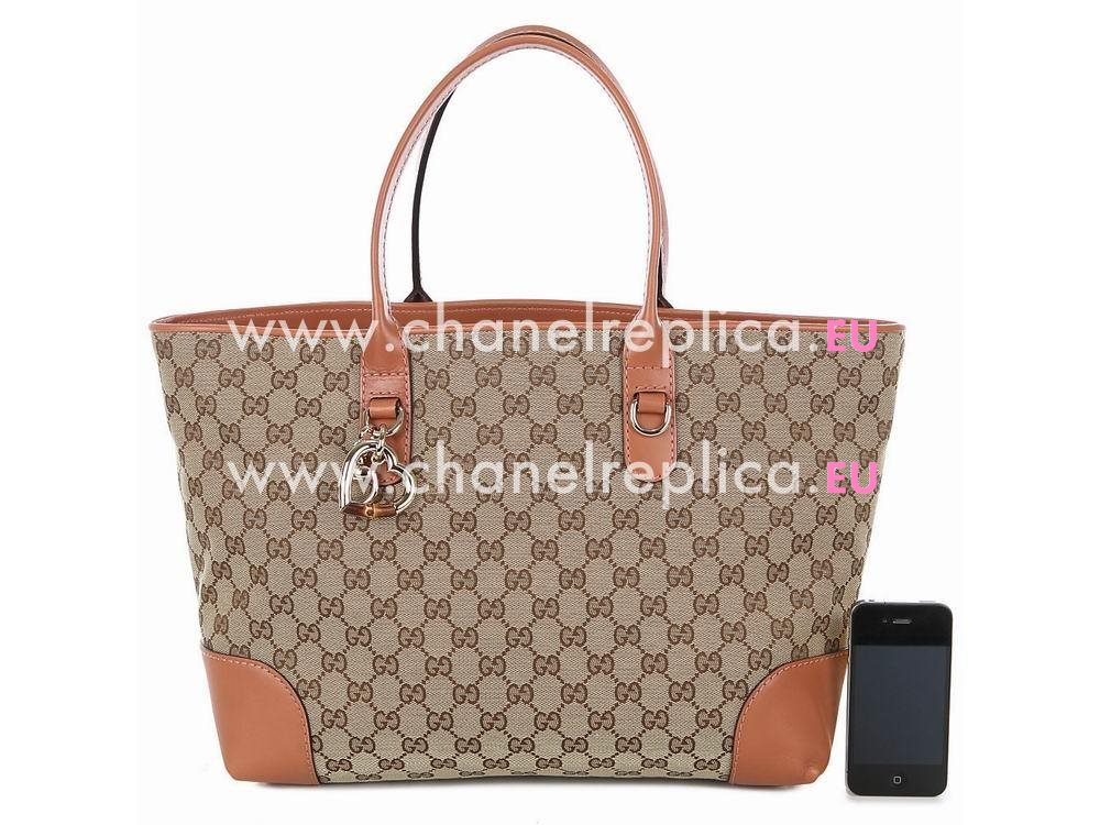 Gucci Heart Bit GG Leather Weaving Tote Bag In Pink Orange G269956
