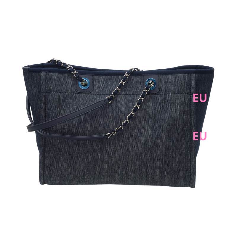 Chanel Canvas Deauville Chain Shoulder Tote Bag Deep Blue A67001CLNBLUE