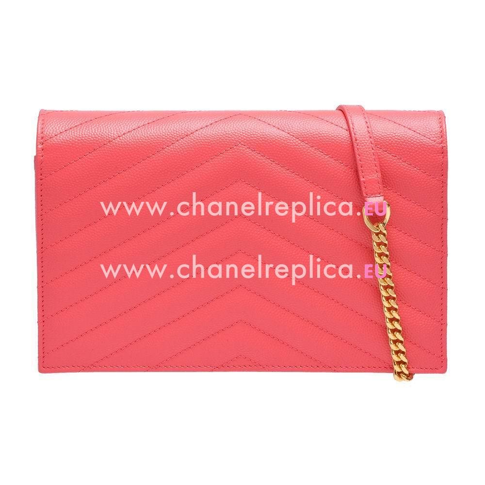 YSL Saint Laurent Monogram YSL Logo Caviar Calfskin Bag Royal Peach Pink Y6113010