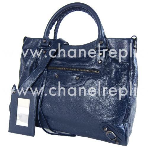 Balenciage Velo Lambskin Aged Brass hardware Bag Deep Blue B2055092