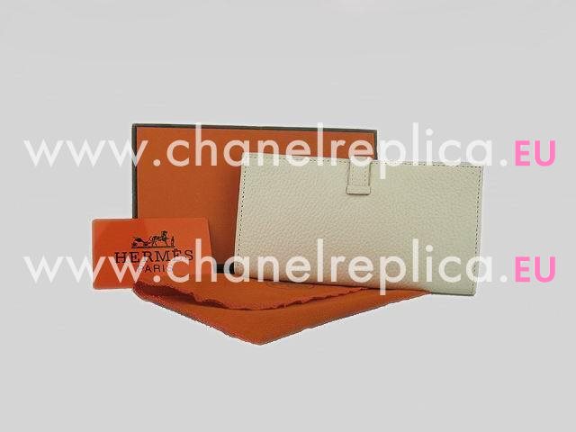 Hermes Dogon Clemence Leather Wallet Off-white H0005M