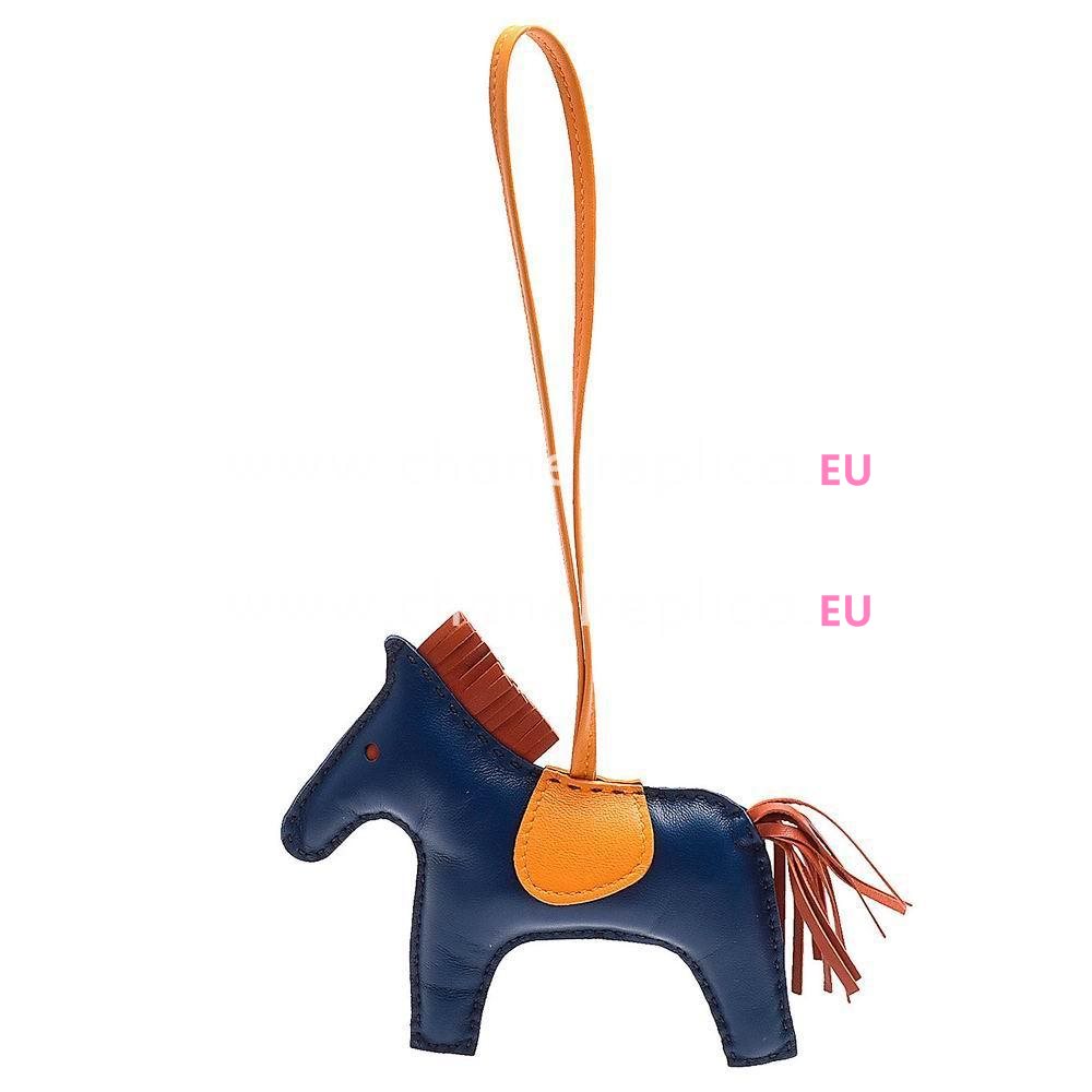Hermes Horse lambskin Handbag Hanging Omarment In Deep Blue/ Orange H6122107