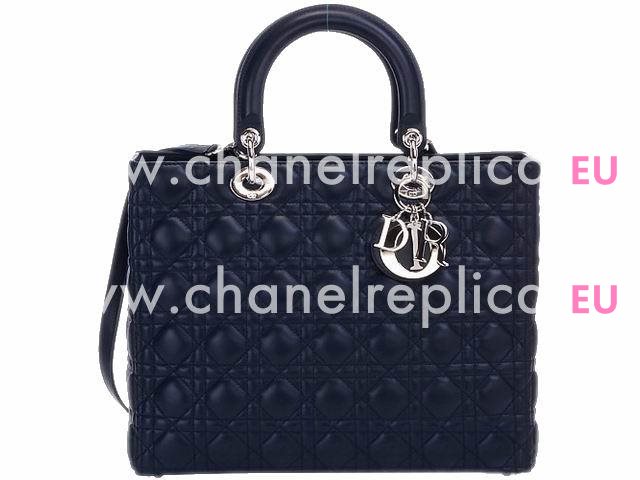 Dior Lady Dior Cannage Lambskin In Dark-Blue(Large) D4029