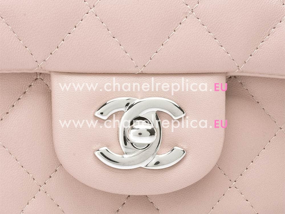 Chanel Lambskin Mini Coco Flap Bag Silver Chain Light Pink A52277