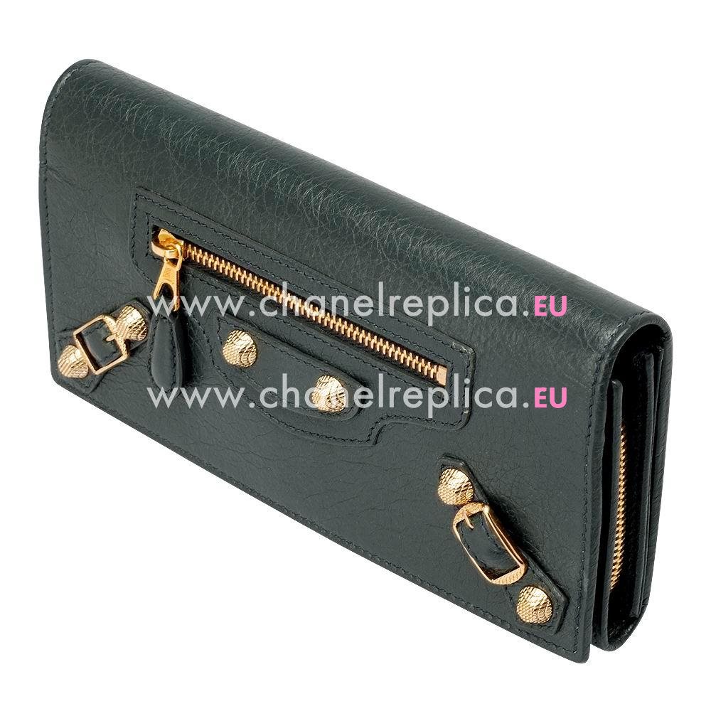 Balenciaga Fortefeuille Money Lambskin Gold Hardware Wallets Black Gray Green B2055142