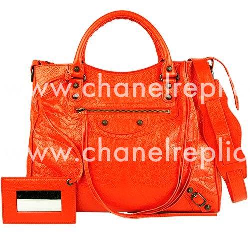 Balenciage Velo Lambskin Aged Brass hardware Bag Orange B2055095