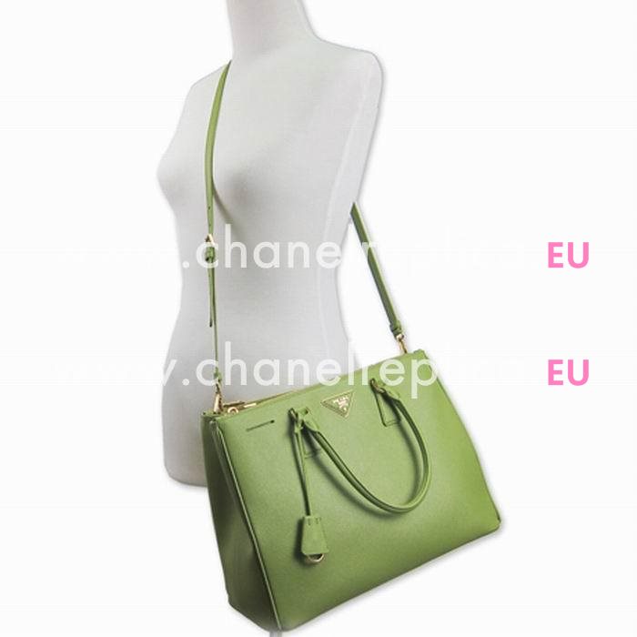 Prada Saffiano Lux Triangle Logo Large Size Shopping Tote Grass Green PRB1786T