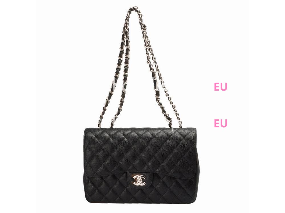 Chanel Caviar Jumbo Double Flap Bag Black(Silver) A28600DS