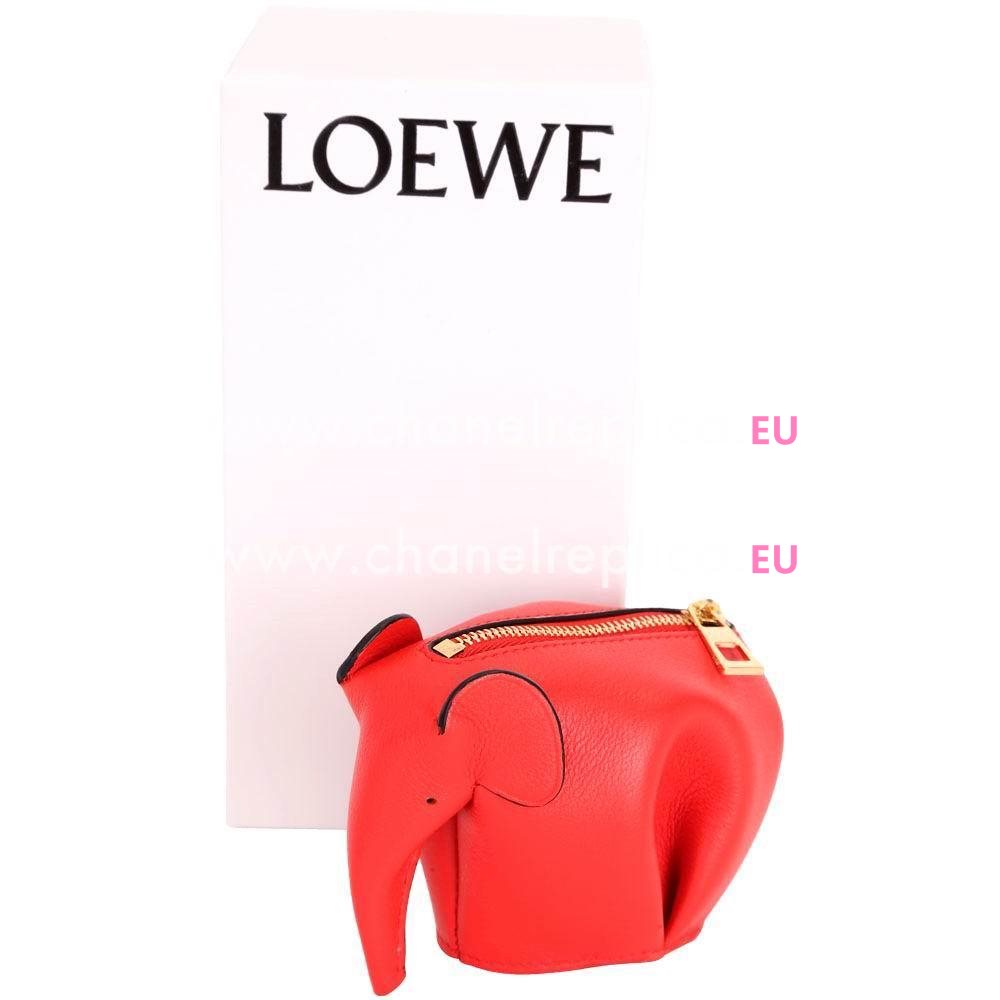 Loewe Animales Elephant Calfskin Wallet Pink L8011411