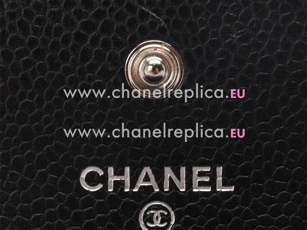 Chanel Caviar Silver CC Card Holder Black C65061