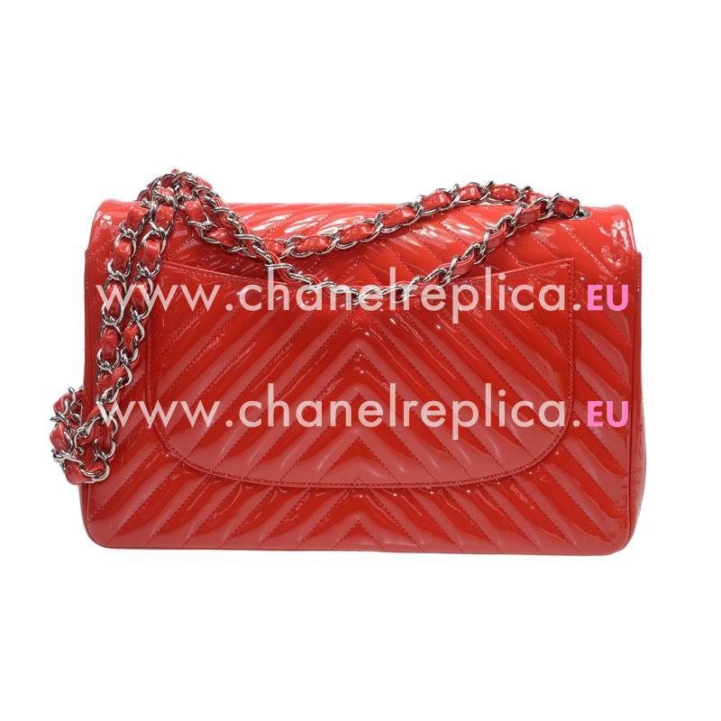 Chanel V Jumbo Patent Leather Coco Flap Bag Red Gold Chain A58600VRED