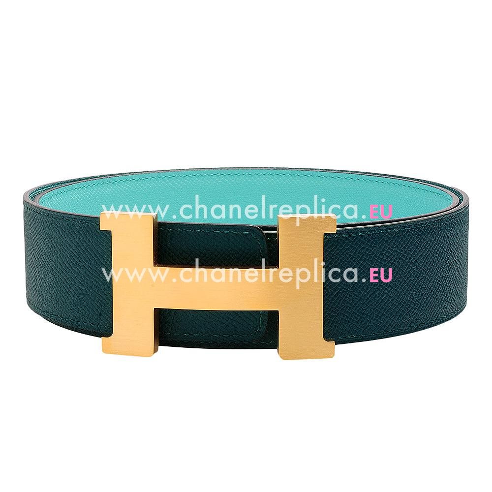 Hermes Gold H Buckle Turkey Blue-Light Blue Epsom Two-sided Belt H052000