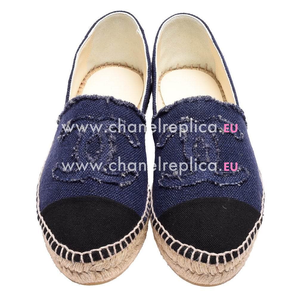 Chanel Espadrilles CC Logo Danim Cavnas Pencil Shoes (Blue/Black) AS399422