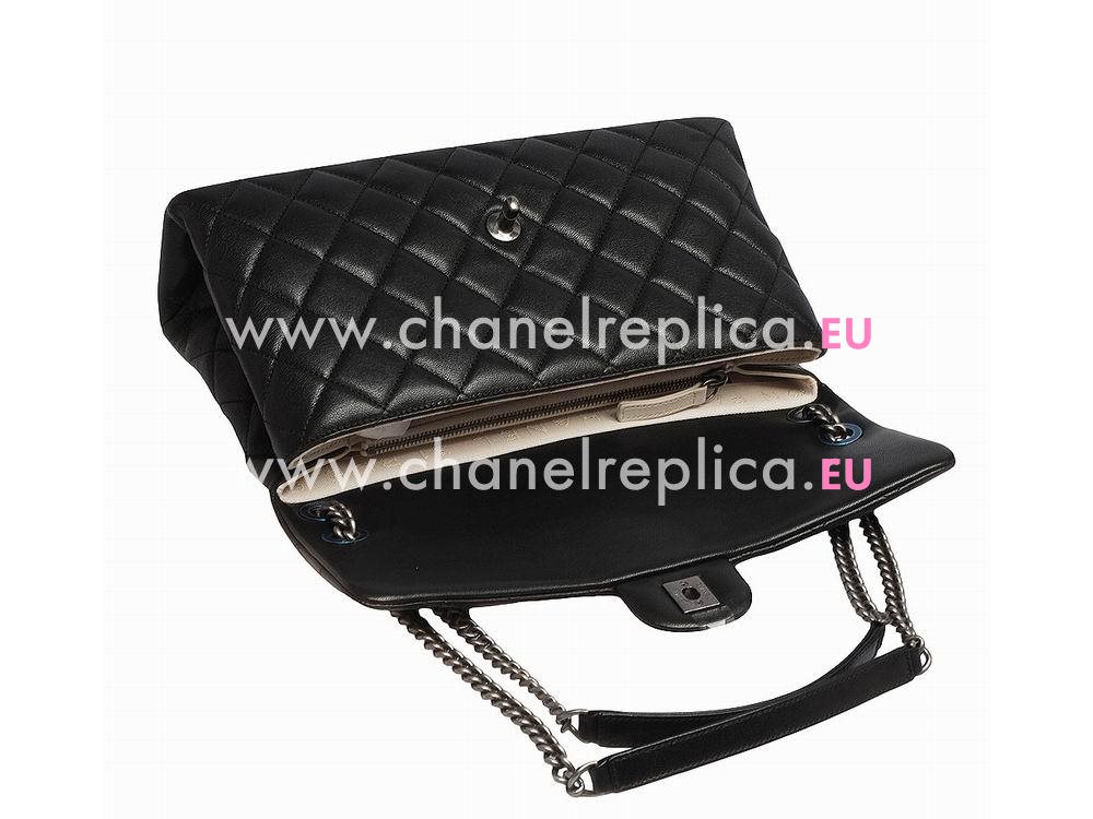 Chanel Classic Quilted Calfskin CC Logo Shoulder Bag Black A57597