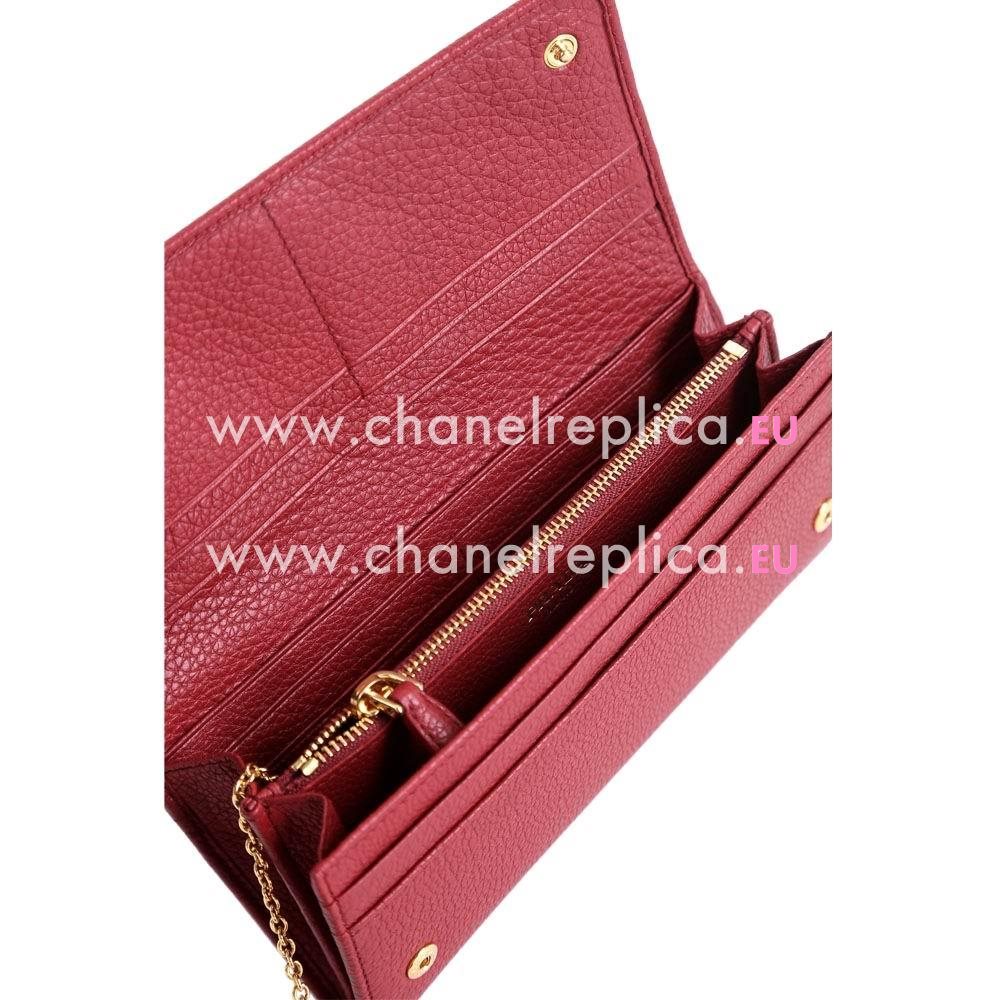 Prada Vitello Grain Embossment Logo Cowhide Wallet In Red PR161016007