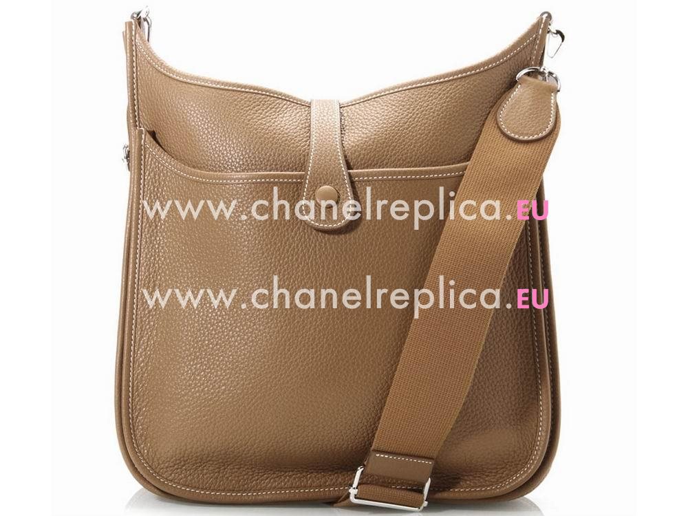 Hermes Togo Leather Evelyne Bag In Brown H1045