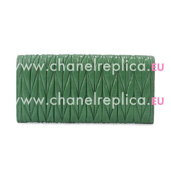 Miu Miu Matelassé Nappa Wallet In Green MM5199168