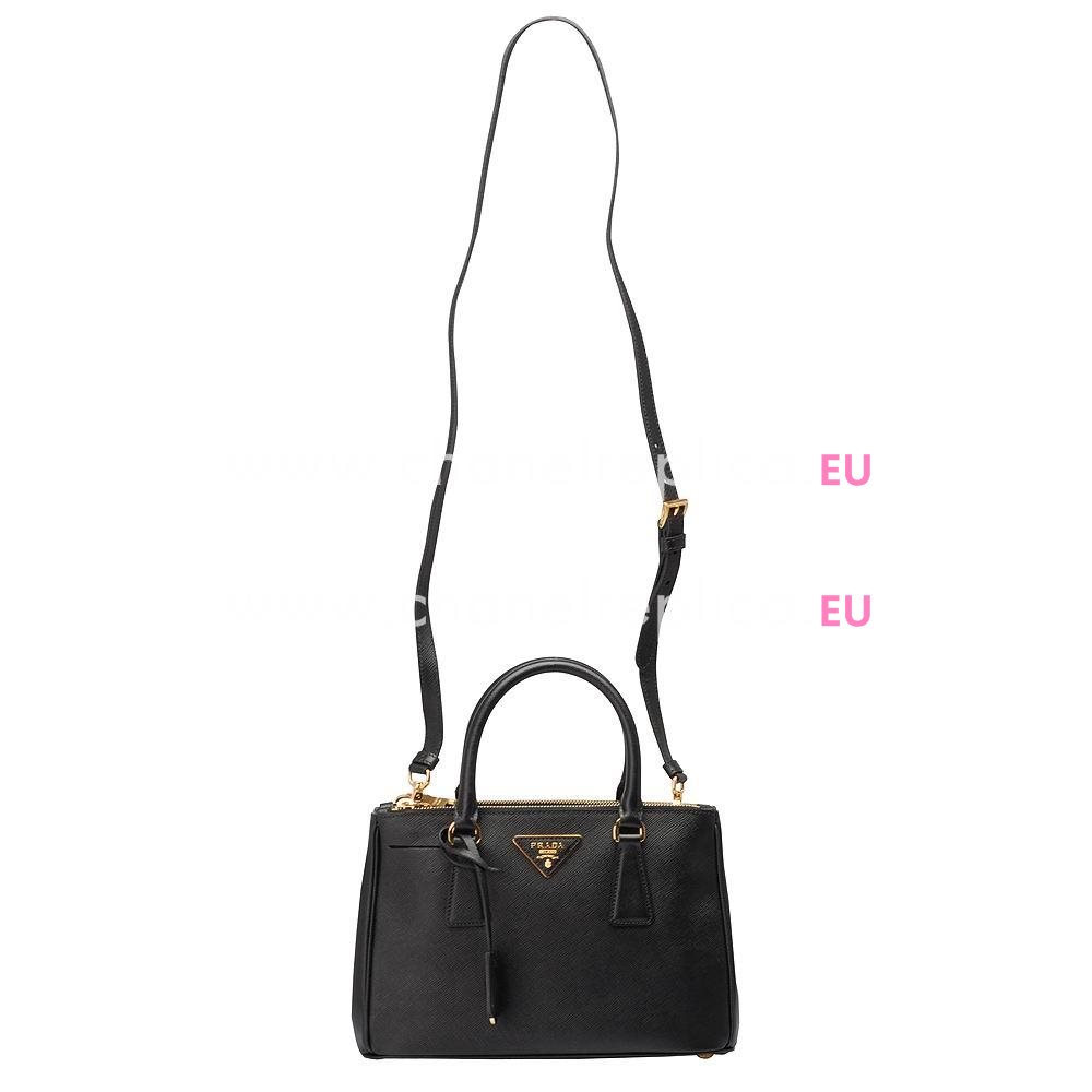 Prada Saffiano Lux Triangle Logo Small Bag In Black PR506589
