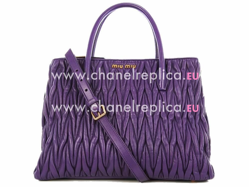Miu Miu Matelasse Lux Nappa Leather Large Bag In Purple RN941M