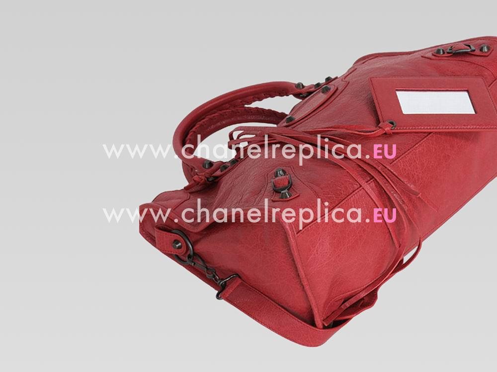 Balenciage City Medium Small Studs Lambskin Bag Scarlet G454512