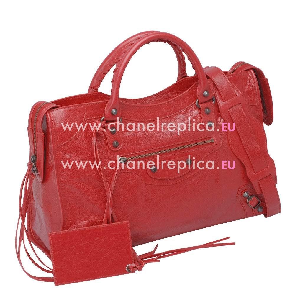 Balenciage City Lambskin Age Brass hardware Classic Bag Poppy red B4561932