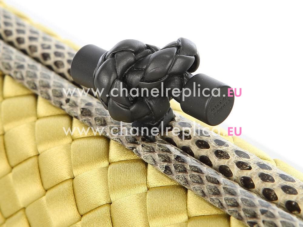 Bottega Veneta Satin Intreccio Impero Ayers Stretch Knot Yellow BV202031