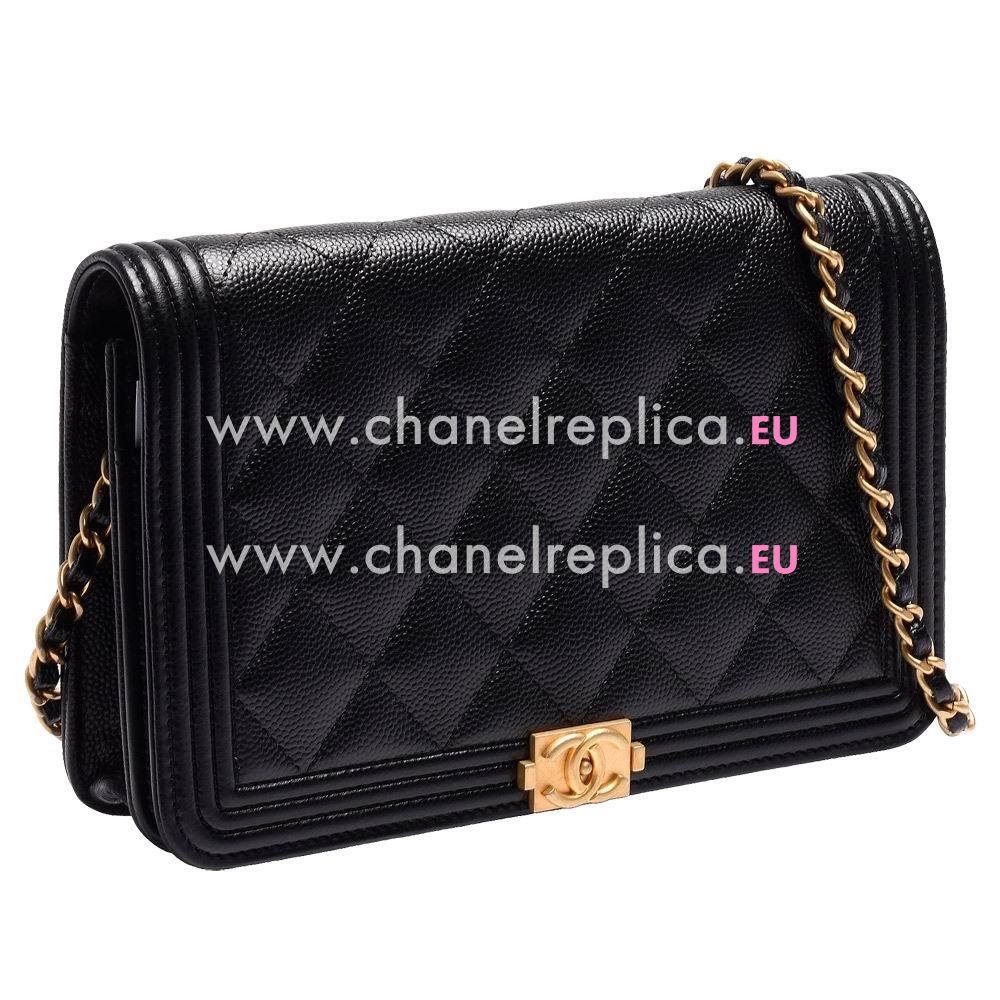 Chanel Caviar Leather Gold Chain Woc Boy Bag Black A942F08