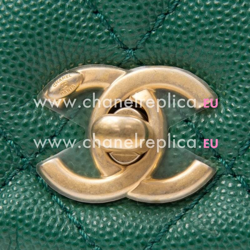 Chanel Coco Handle Calfskin Anti- Gold Chain Trapezoid Shoudbag Green A92990CGRNGP