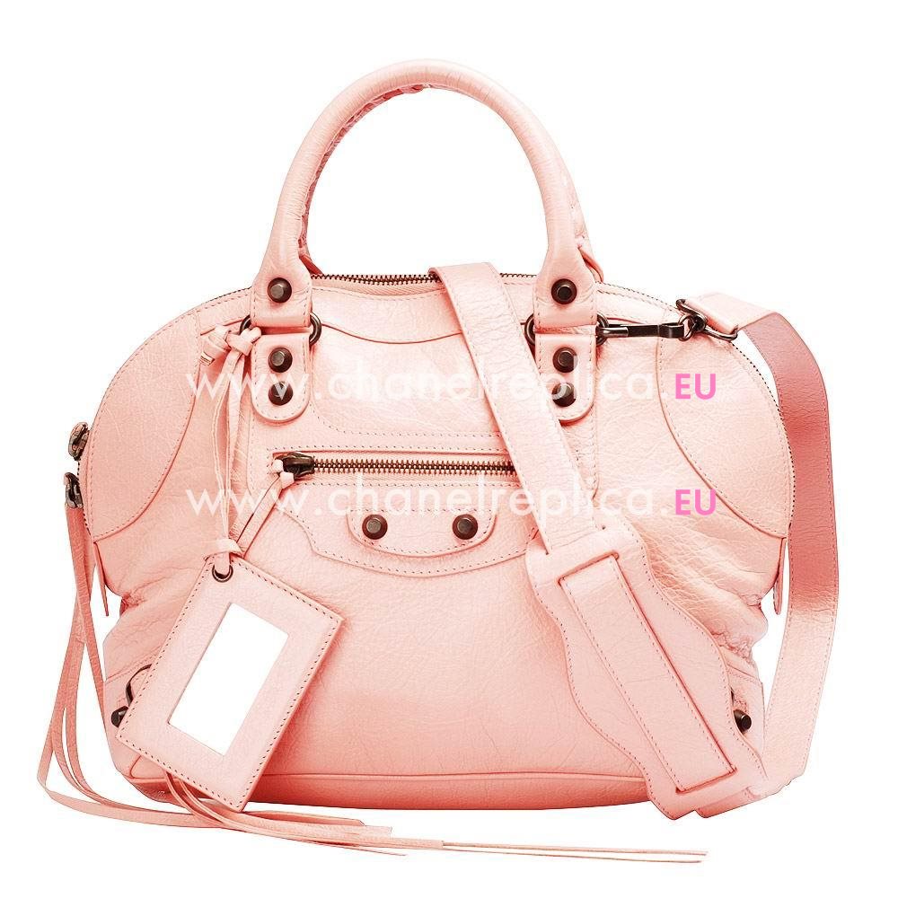 Balenciage Bowling Goatskin Aged Brass hardware Classic Mini Bag Pink B2055067