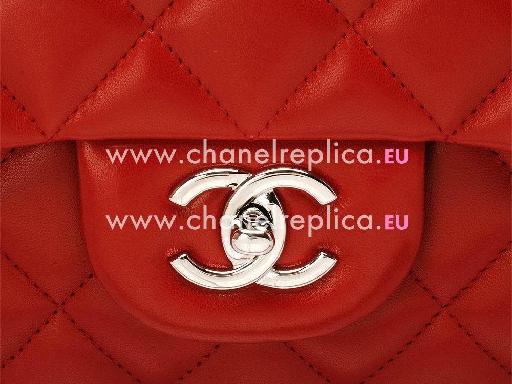 Chanel Marine Lambskin Maxi Bag Lipstick Red(Silver) A47600-81669