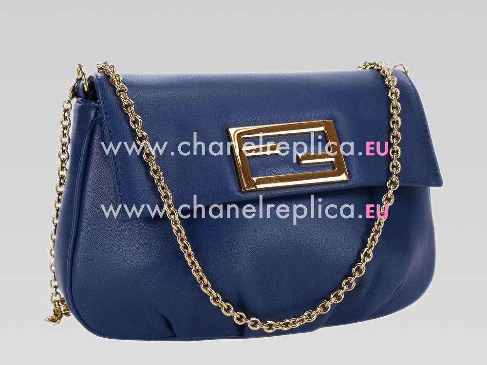 FENDI Mia Napa Lambskin Mini Chain Bag Blue F461833