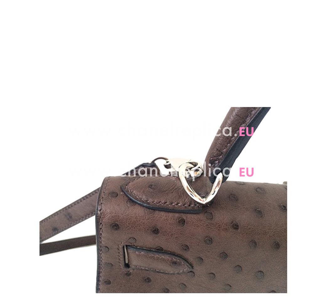 Hermes Kelly 28cm Marron Ostrich Palladium Hardware Sellier Hand Sew Bag HK1028KSM