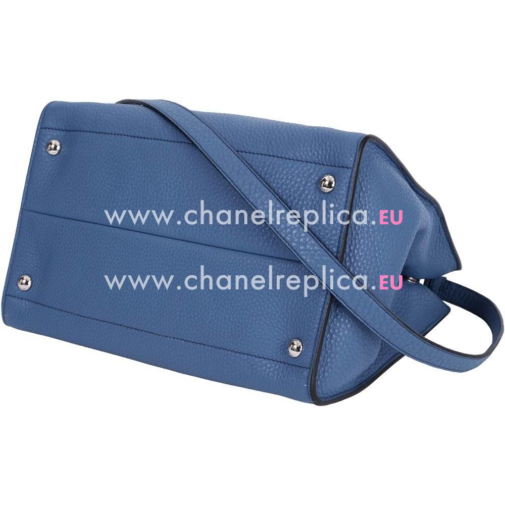 Prada Vitello Daino Triangle Logo Calfskin Should/hand bag Blue PR6101908