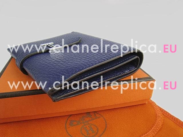 Hermes Classic Clemence Leather Purse Deep Blue H0006A