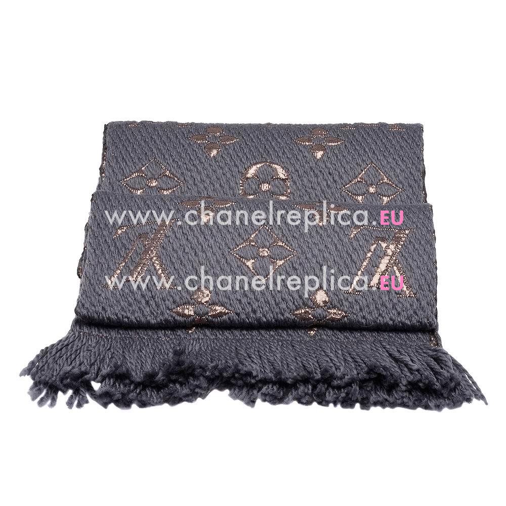 Louis Vuitton Logomania Shine Silk Wool Scarf Gray M70467